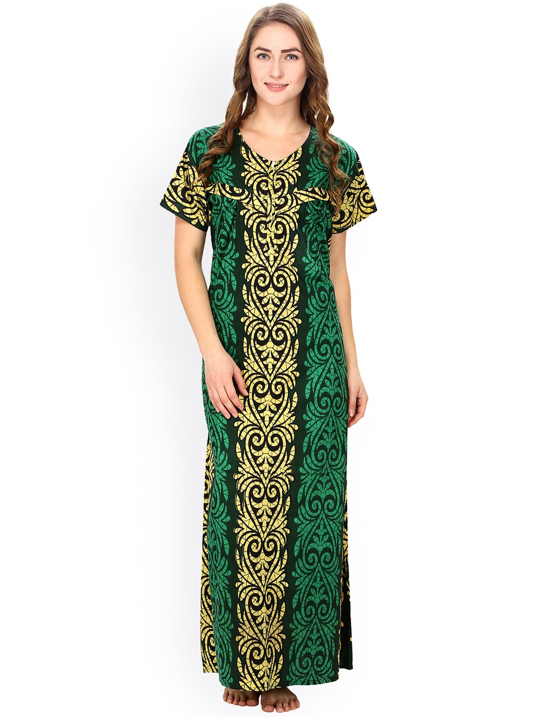 

Secret Wish Green Printed Maternity Maxi Nightdress NT-E47-337