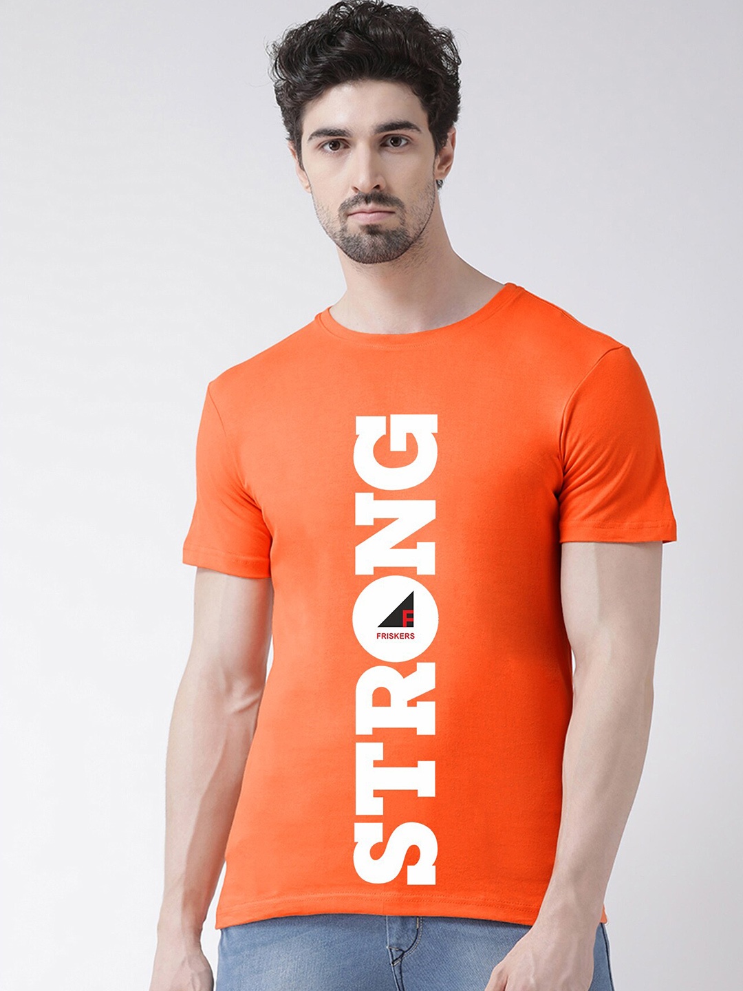 

Friskers Men Orange Typography Printed T-shirt