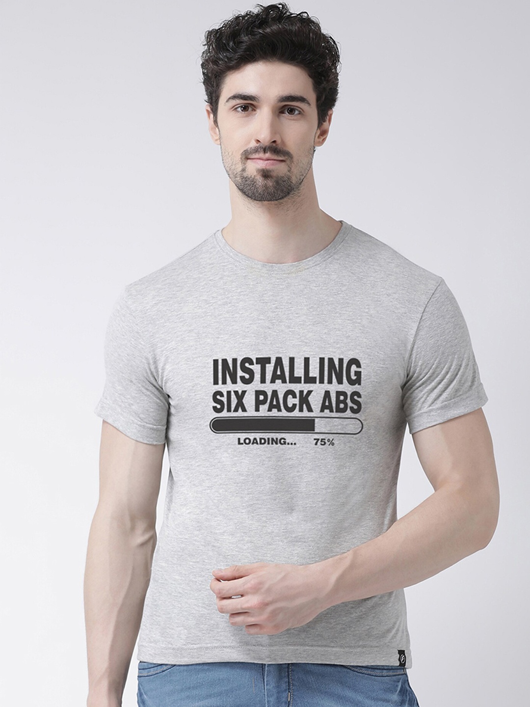 

Friskers Men Grey Typography Printed T-shirt