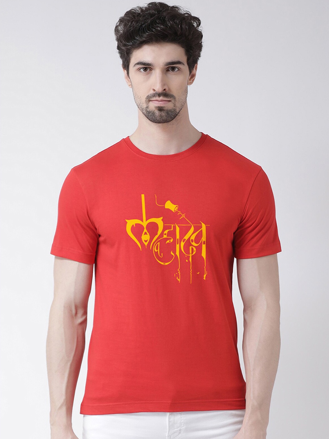 

Friskers Men Red Typography Printed T-shirt