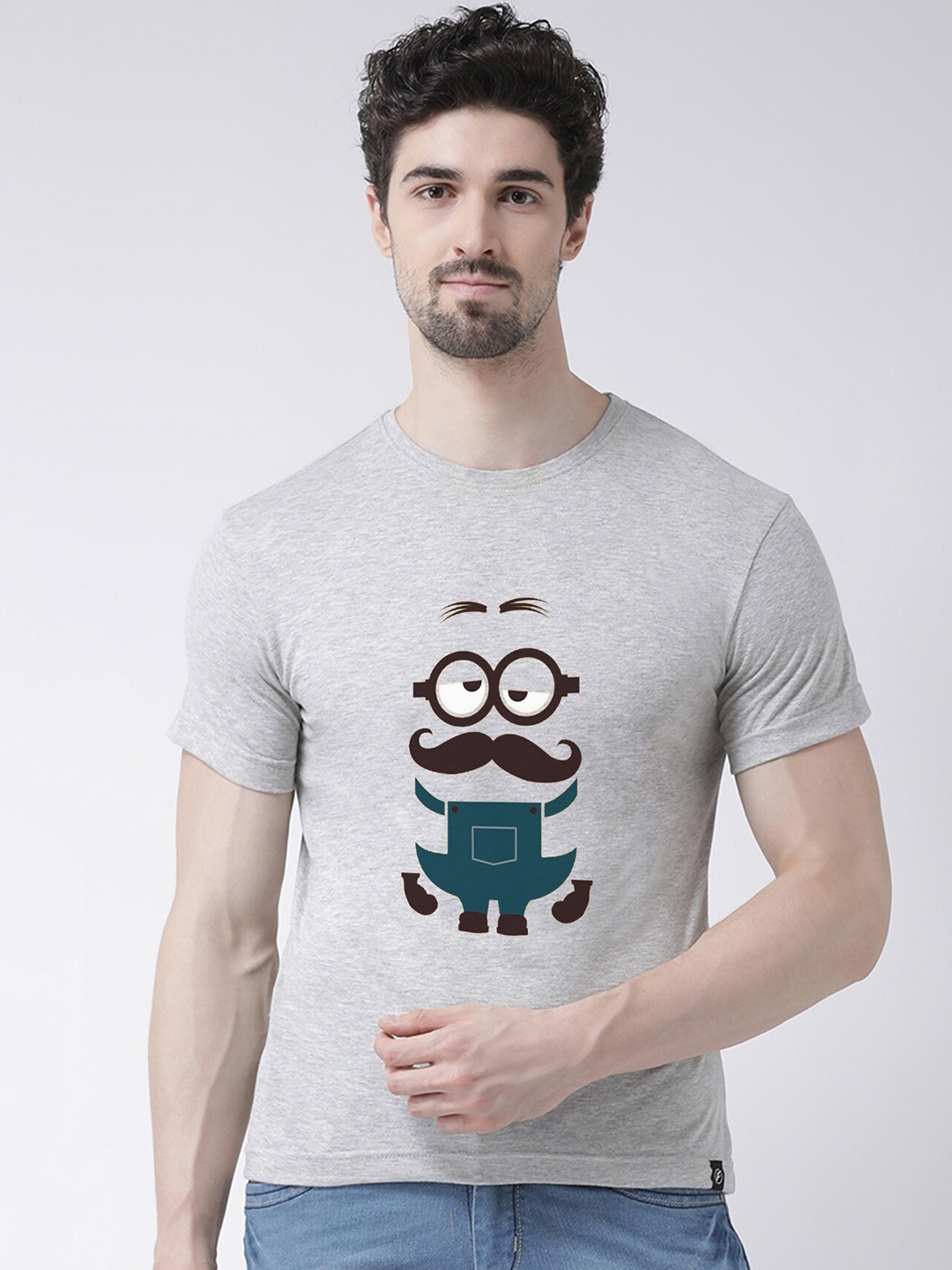 

Friskers Men Grey Printed Half Sleeve T-shirt