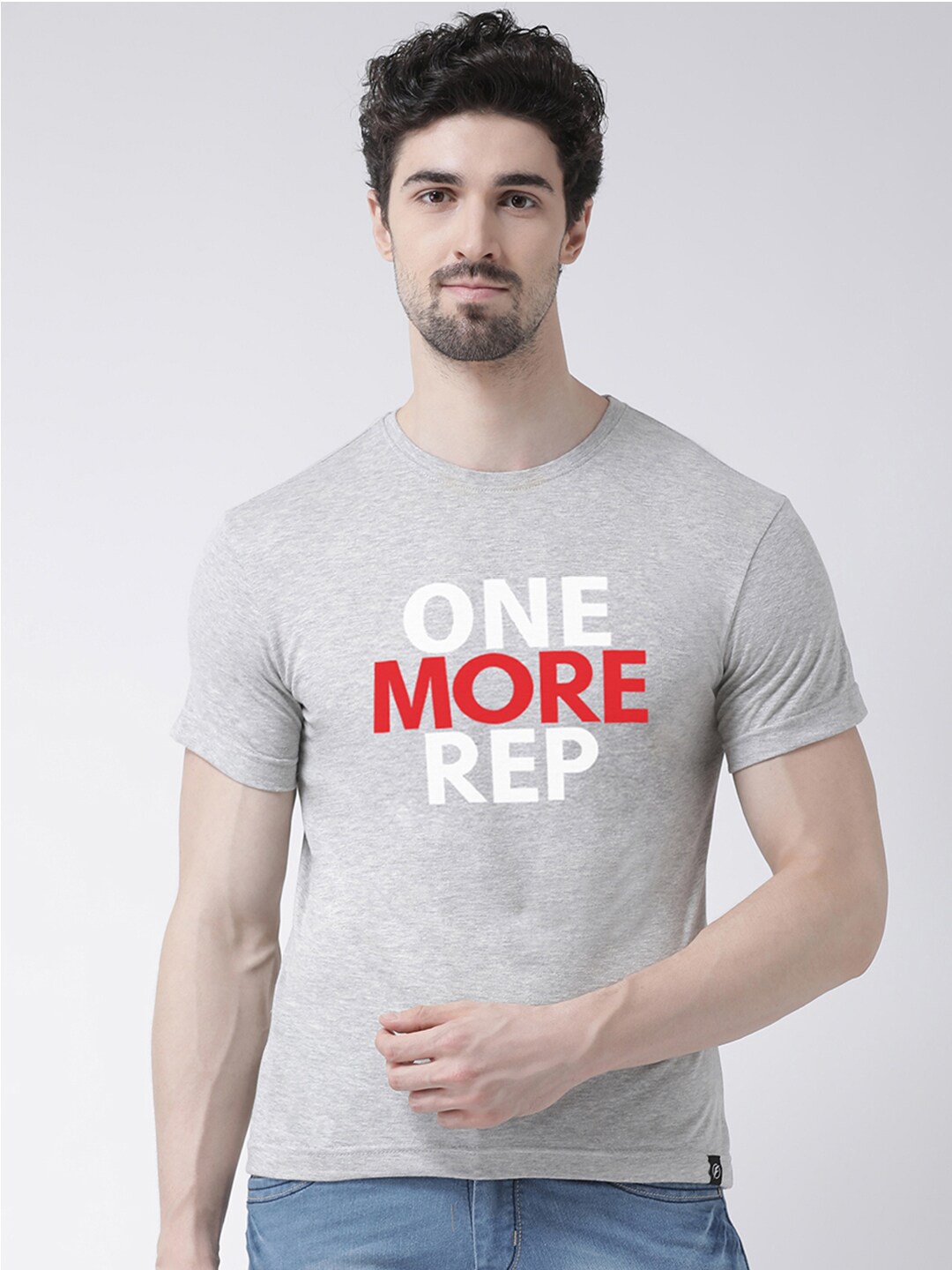 

Friskers Men Grey One More Rep Typography Printed T-shirt