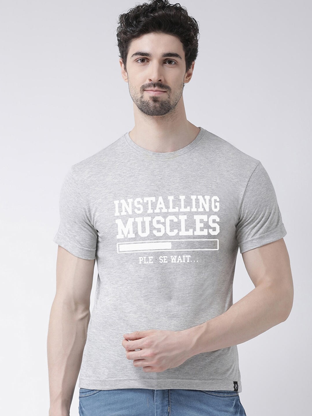

Friskers Men Grey Typography Printed T-shirt