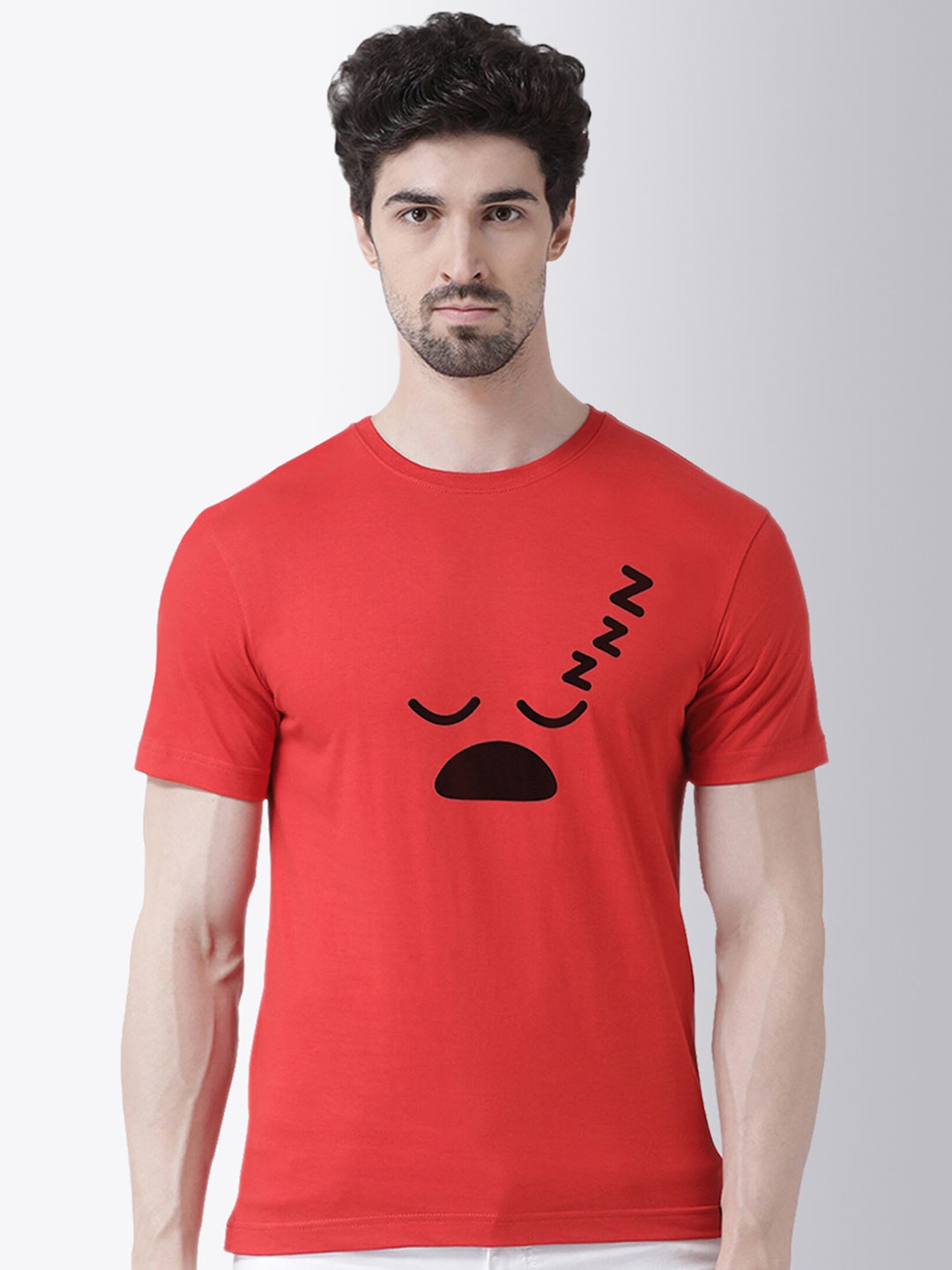 

Friskers Men Red Printed T-shirt