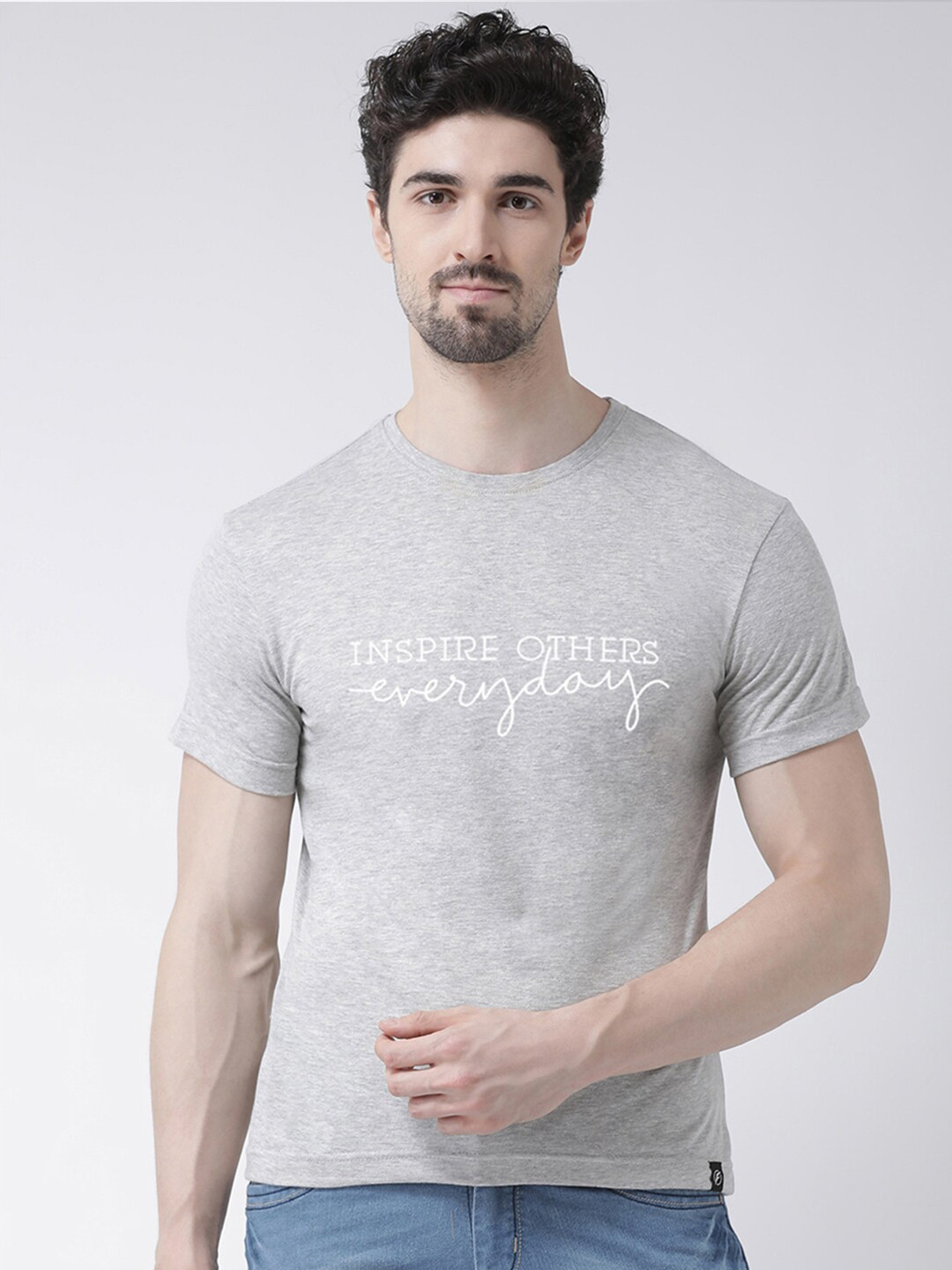 

Friskers Men Grey Typography Printed T-shirt