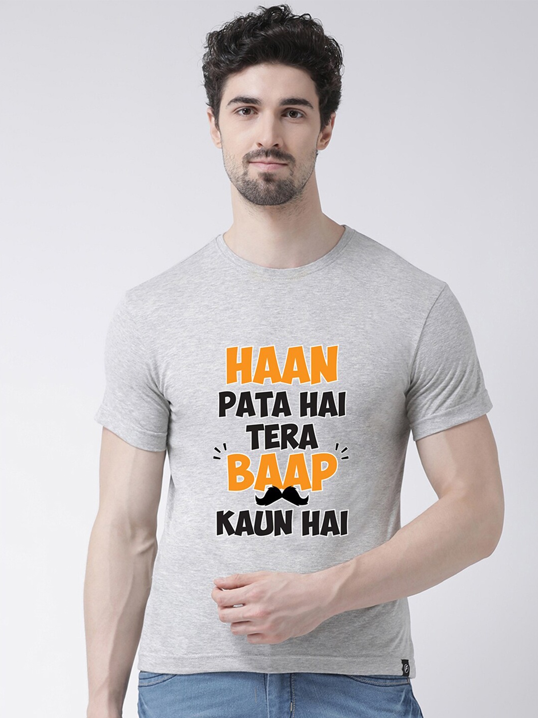 

Friskers Men Grey Typography Printed T-shirt