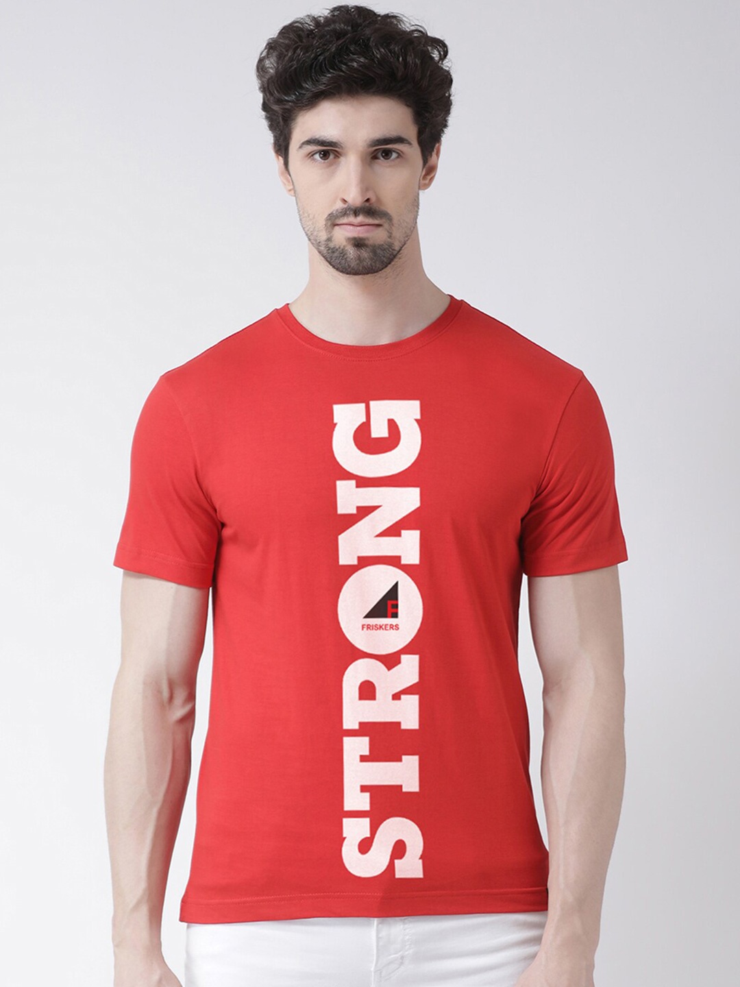 

Friskers Men Red Typography Printed T-shirt