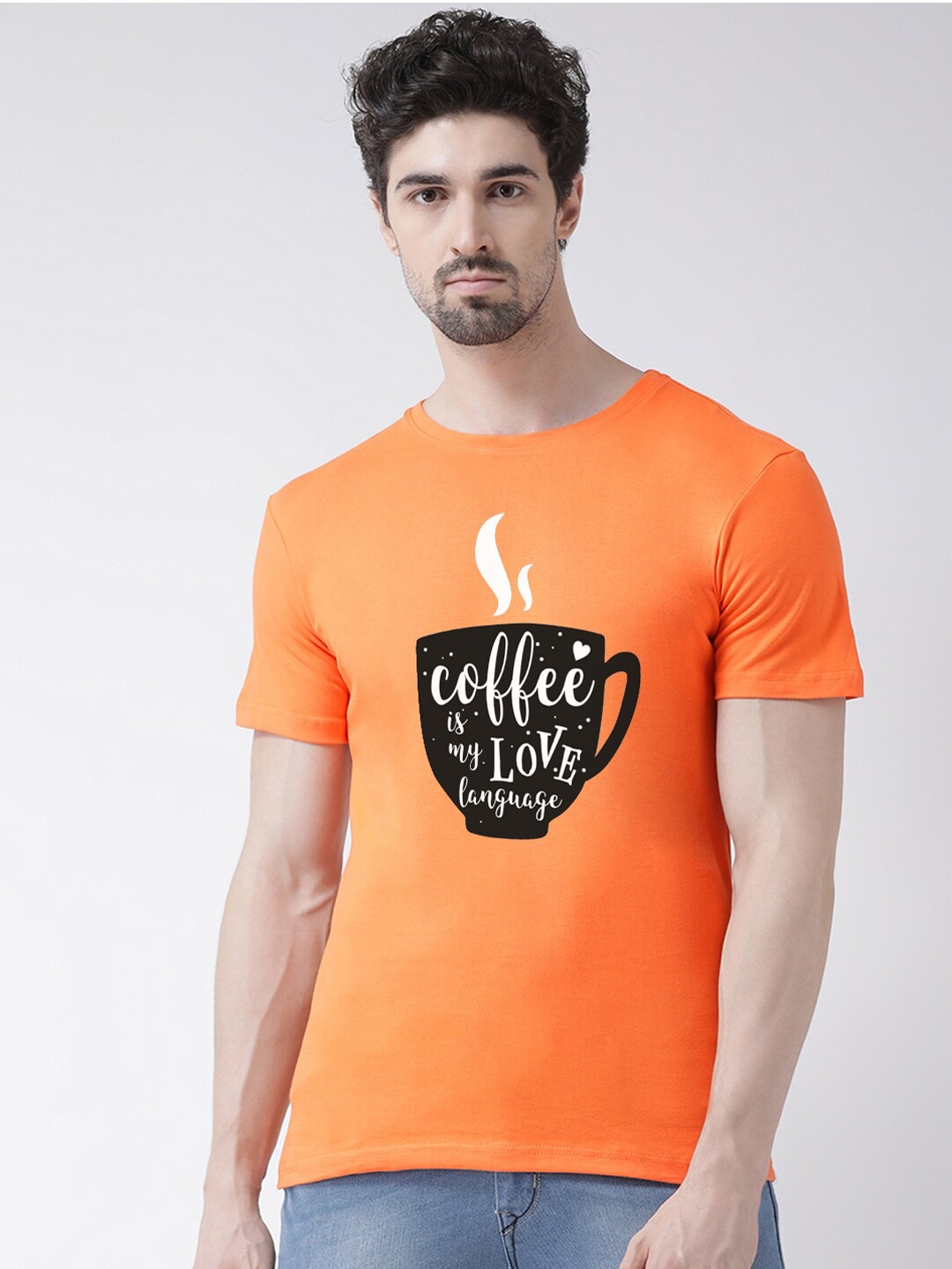 

Friskers Men Orange Typography Printed T-shirt
