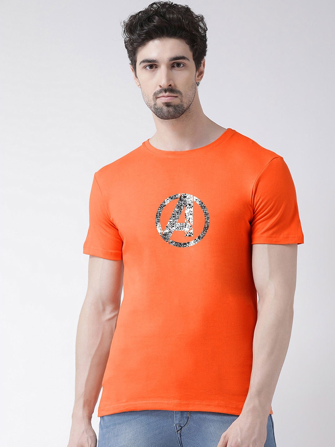 

Friskers Men Orange Typography Printed T-shirt