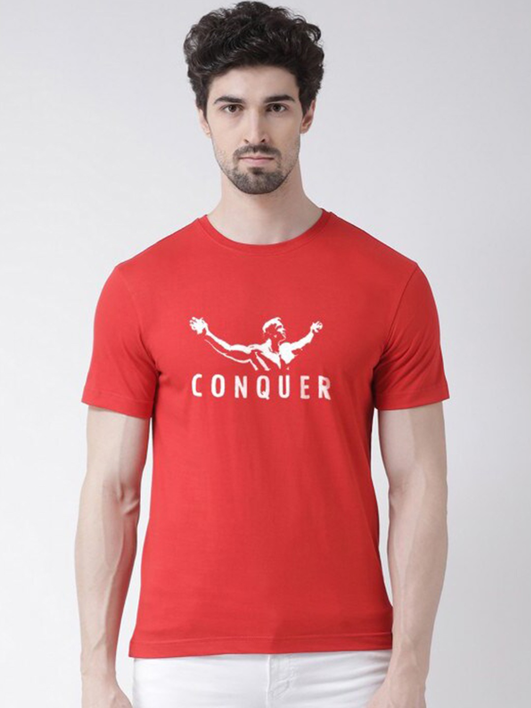 

Friskers Men Red Typography Printed Half Sleeve T-shirt