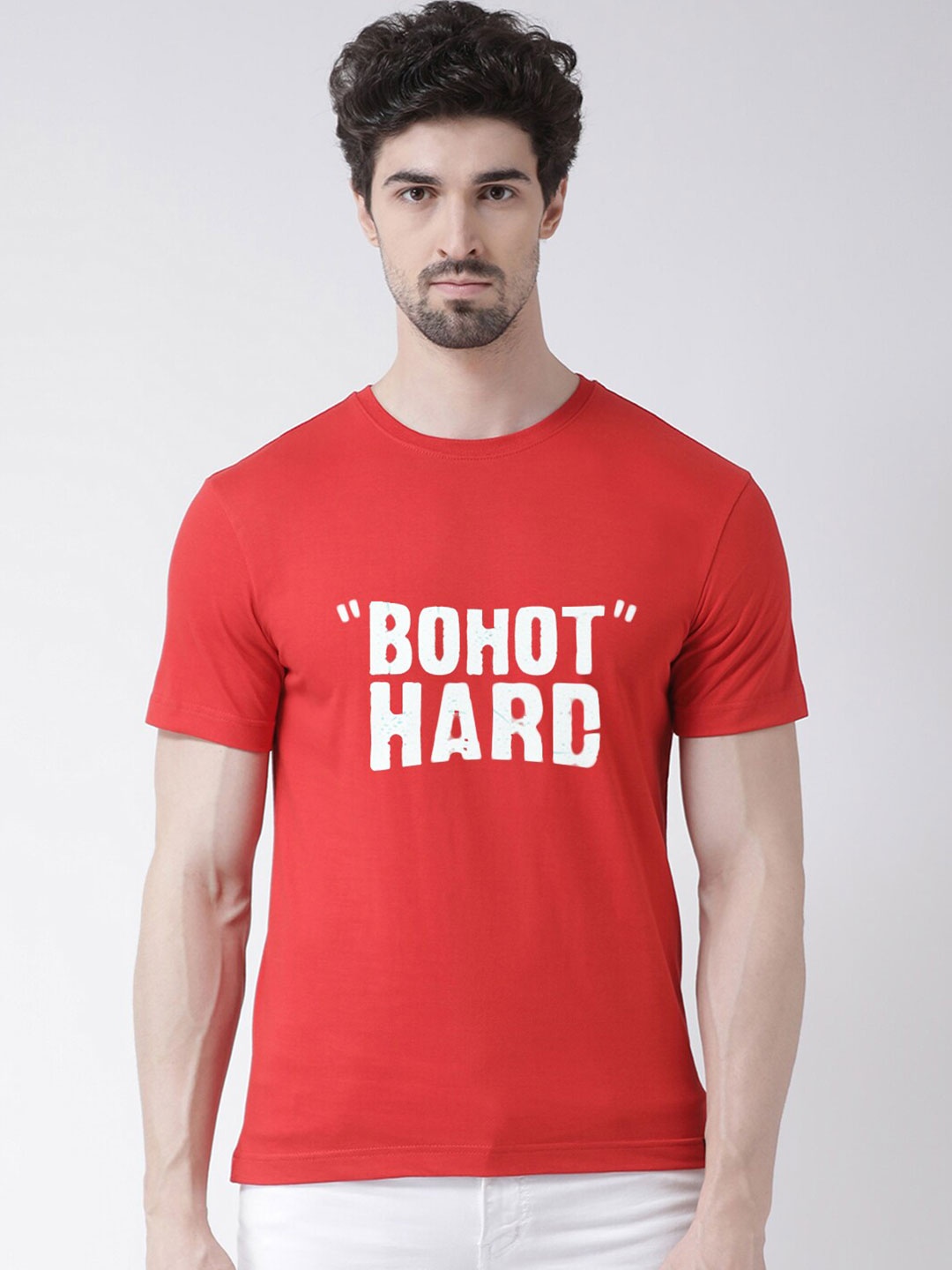 

Friskers Men Red Typography Printed Half Sleeve T-shirt