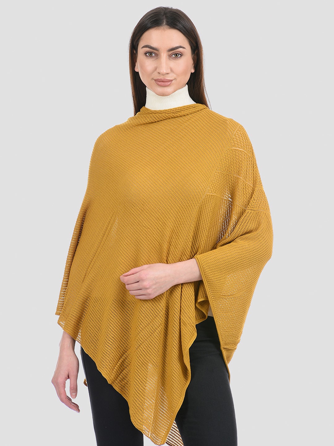 

PORTOBELLO Women Mustard Longline Poncho