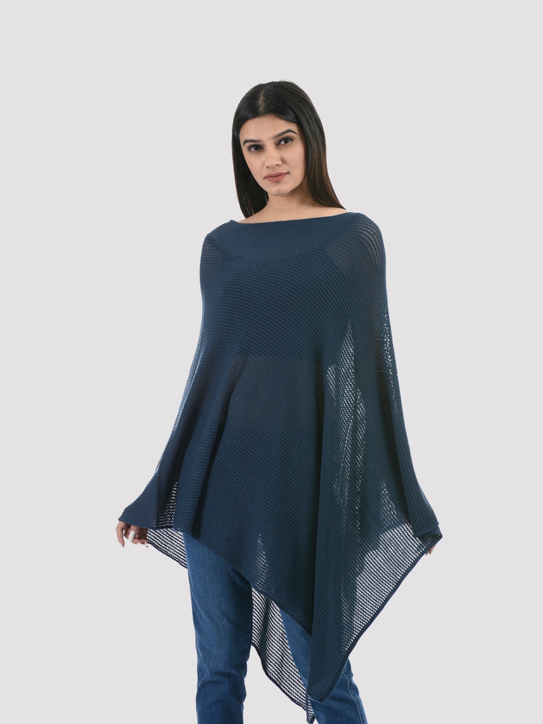 

PORTOBELLO Women Blue Longline Poncho
