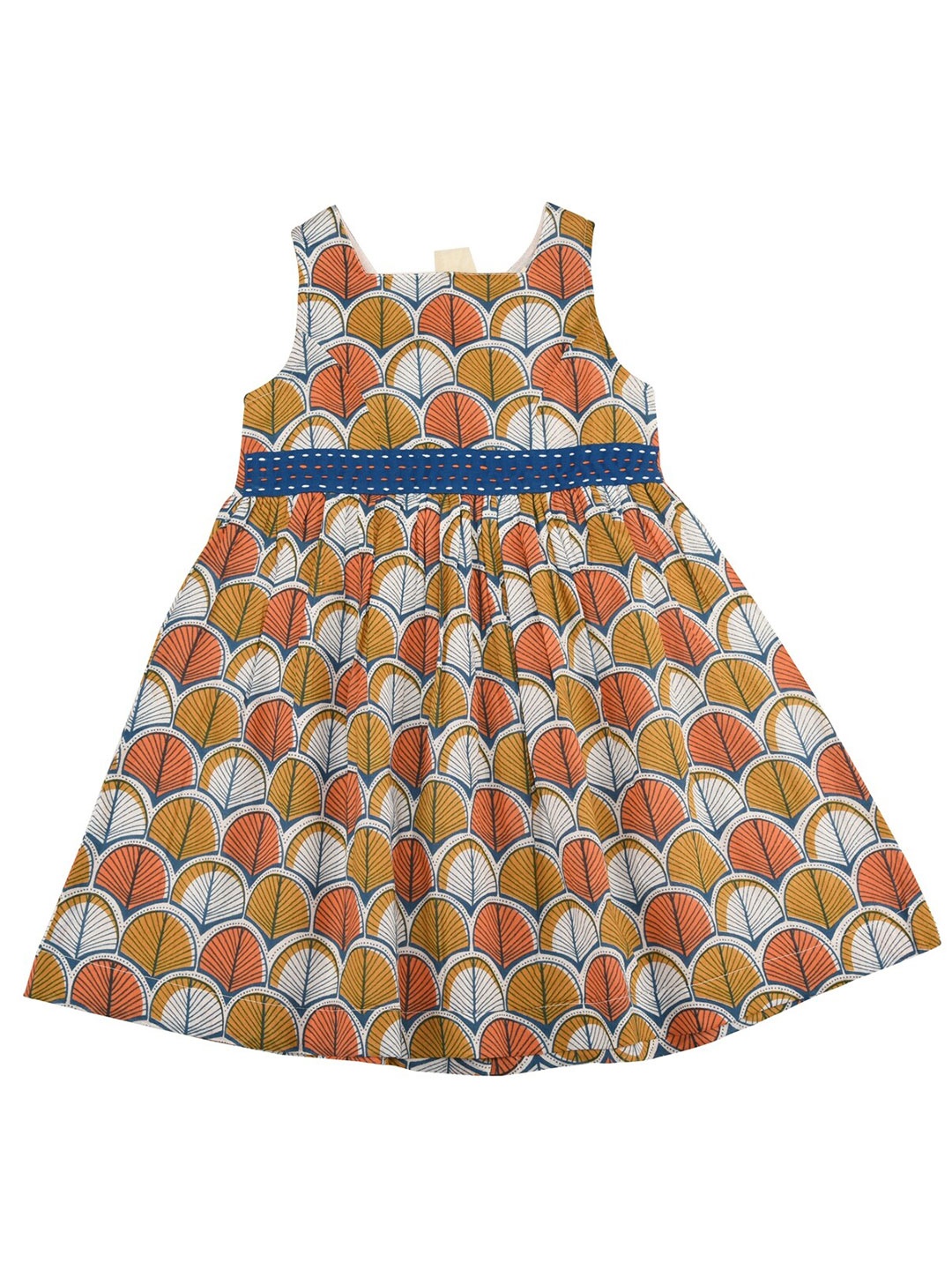 

misbis Girls Brown Printed Maxi Cotton Dress