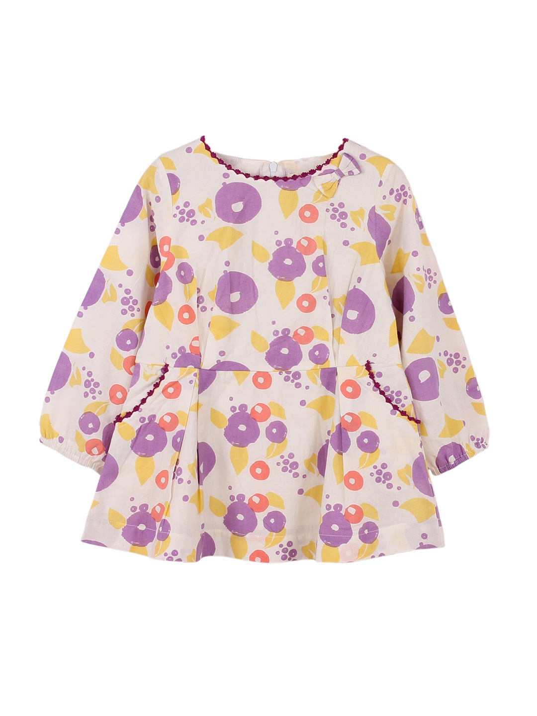 

misbis Girls Purple Printed A-Line Cotton Dress