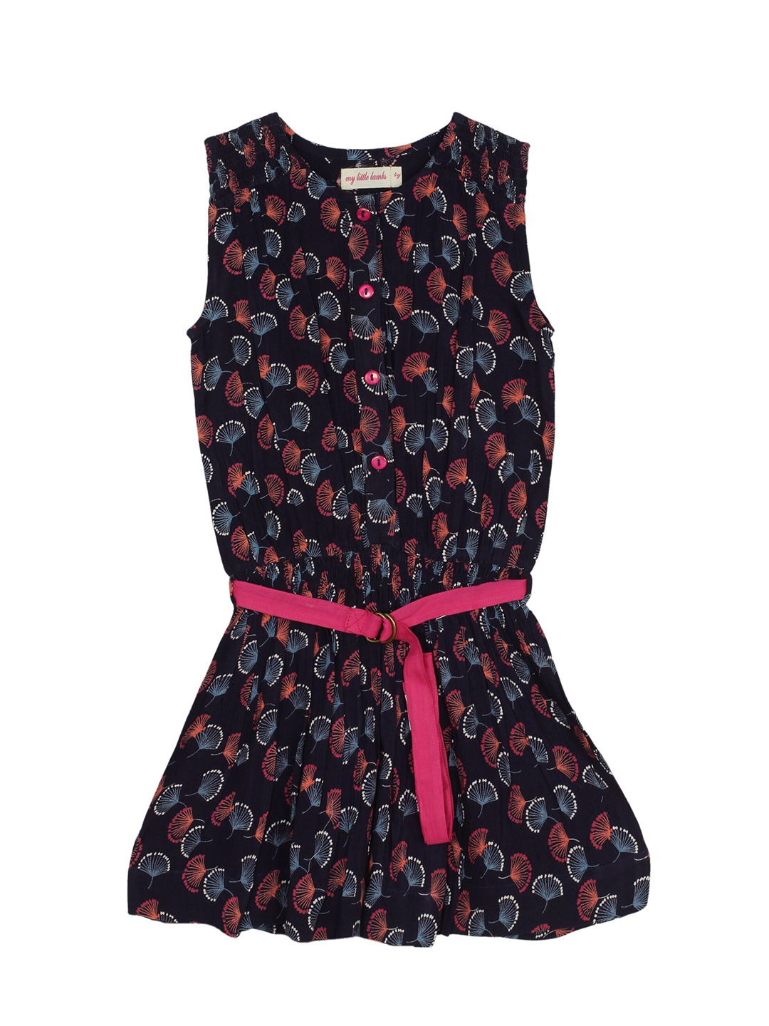 

misbis Girls Black Floral A-Line Cotton Dress