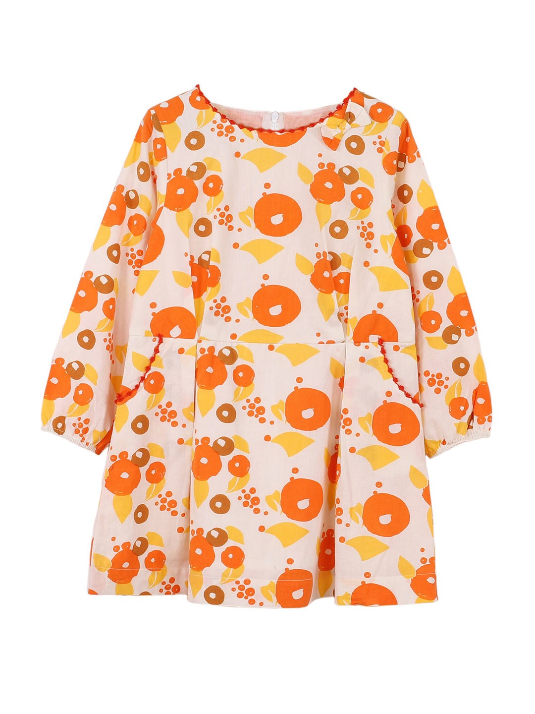 

misbis Girls Orange A-Line Cotton Dress