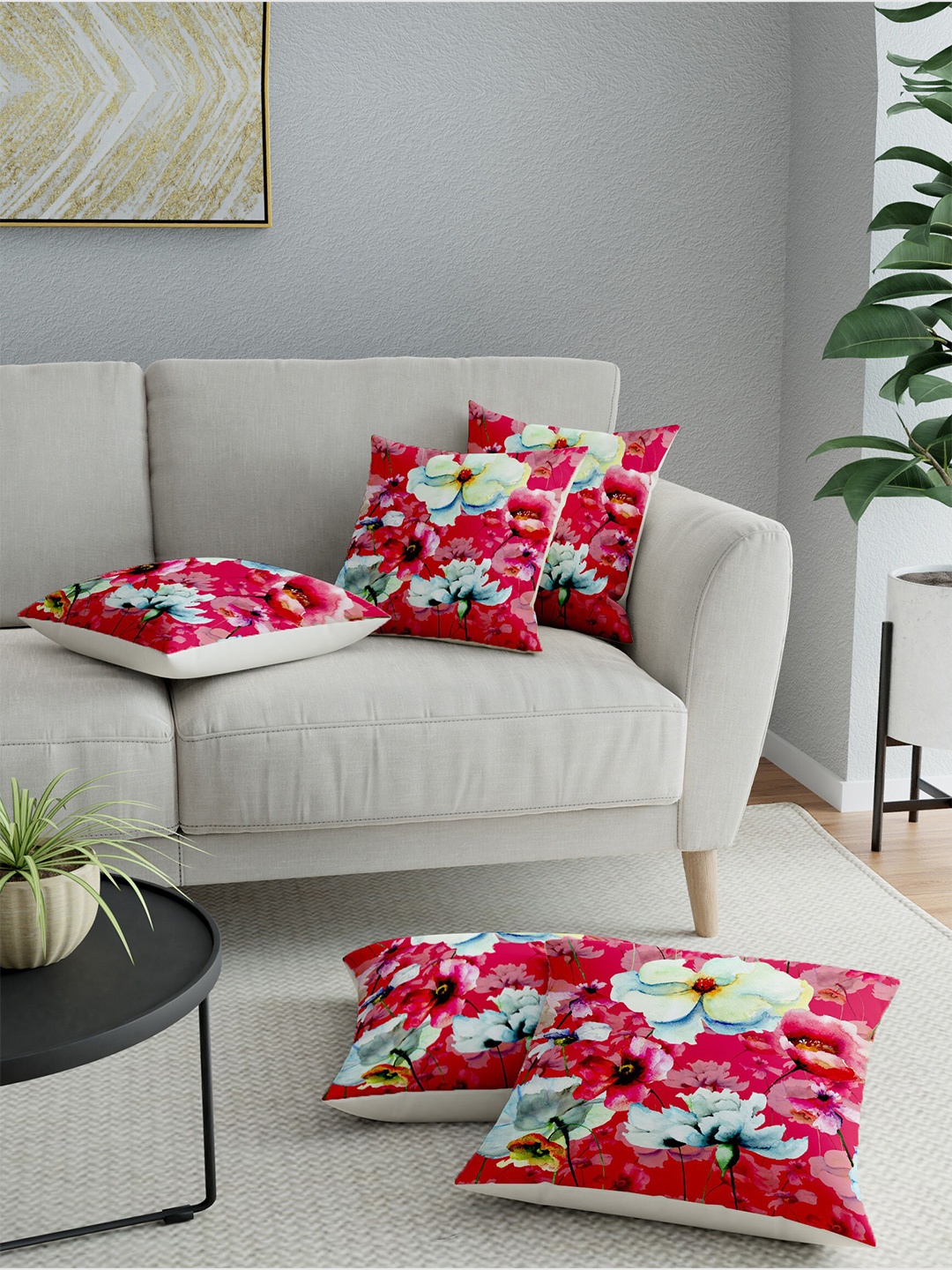 

LA VERNE Assorted Set of 5 Floral Square Cushion Covers