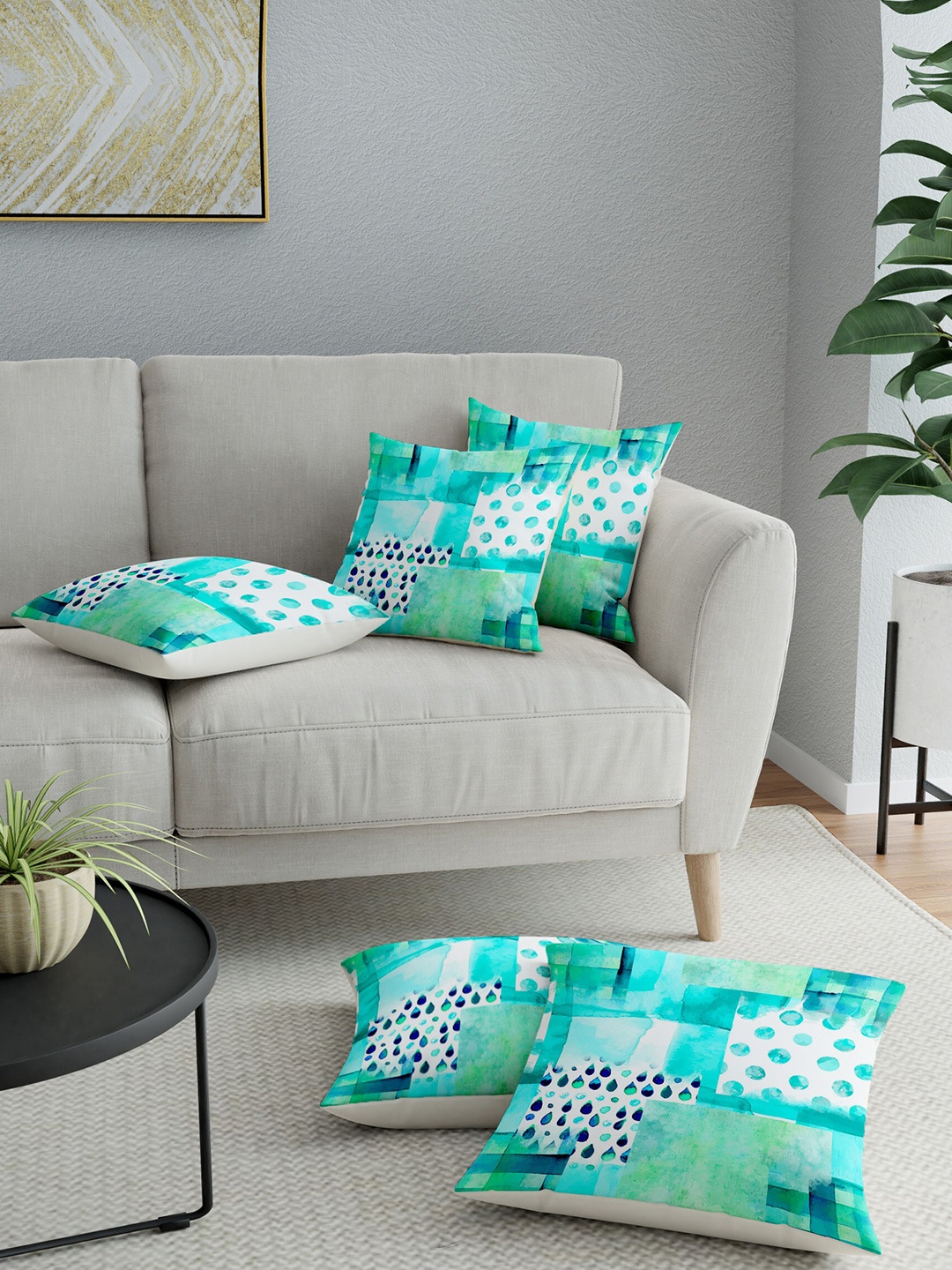 

LA VERNE Assorted Set of 5 Abstract Square Cushion Covers
