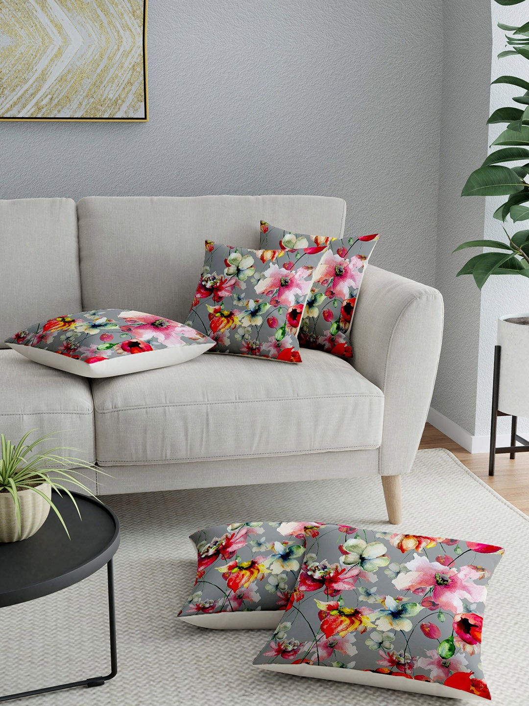 

LA VERNE Assorted Set of 5 Floral Square Cushion Covers
