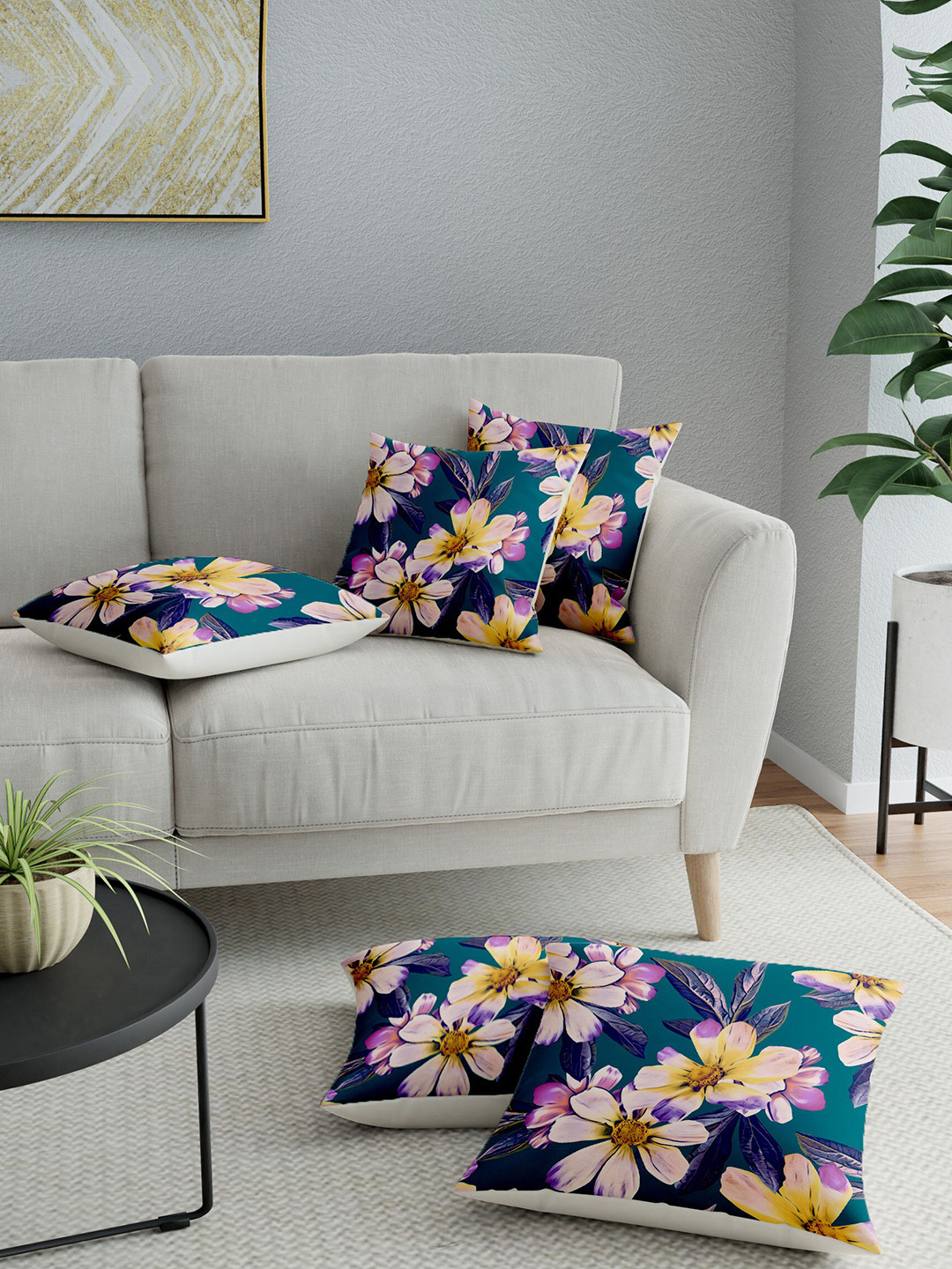 

LA VERNE Assorted Set of 5 Floral Square Cushion Covers