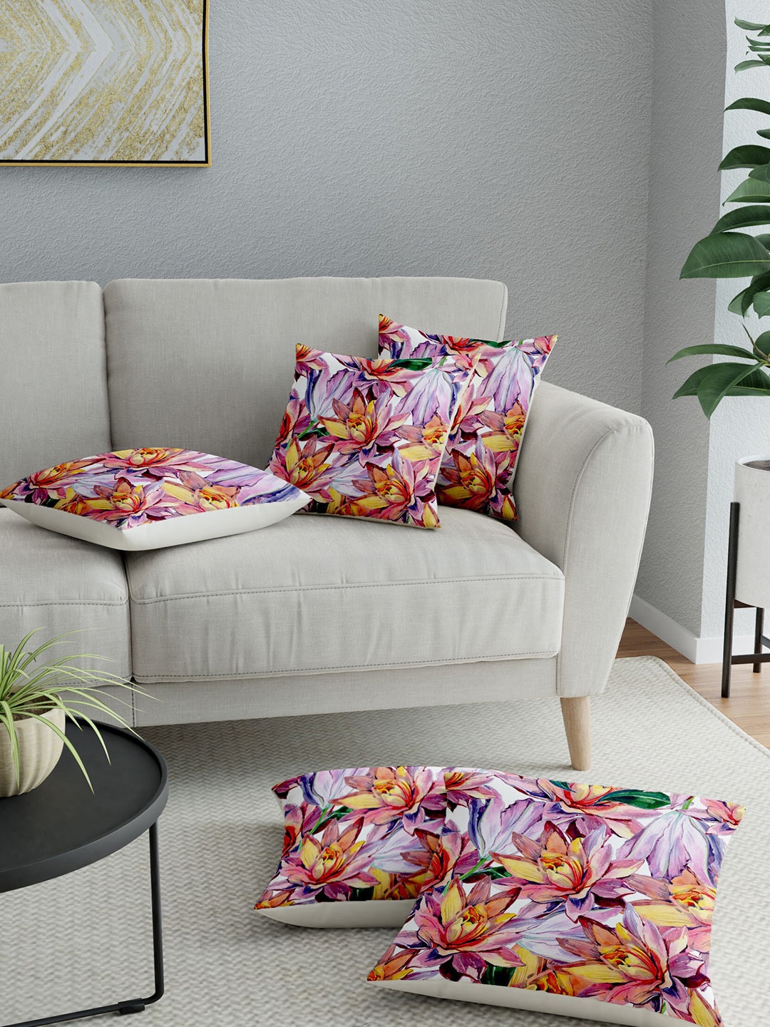 

LA VERNE Assorted Set of 5 Floral Square Cushion Covers