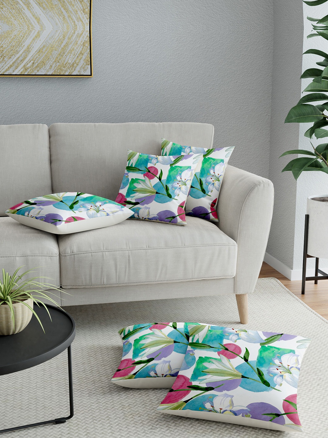 

LA VERNE Assorted Set of 5 Floral Square Cushion Covers