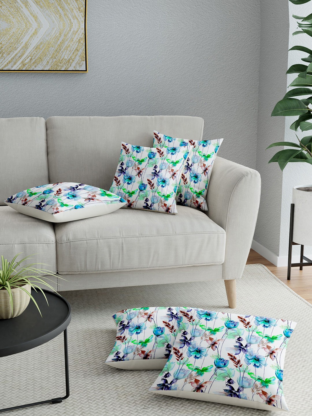 

LA VERNE Assorted Set of 5 Floral Square Cushion Covers