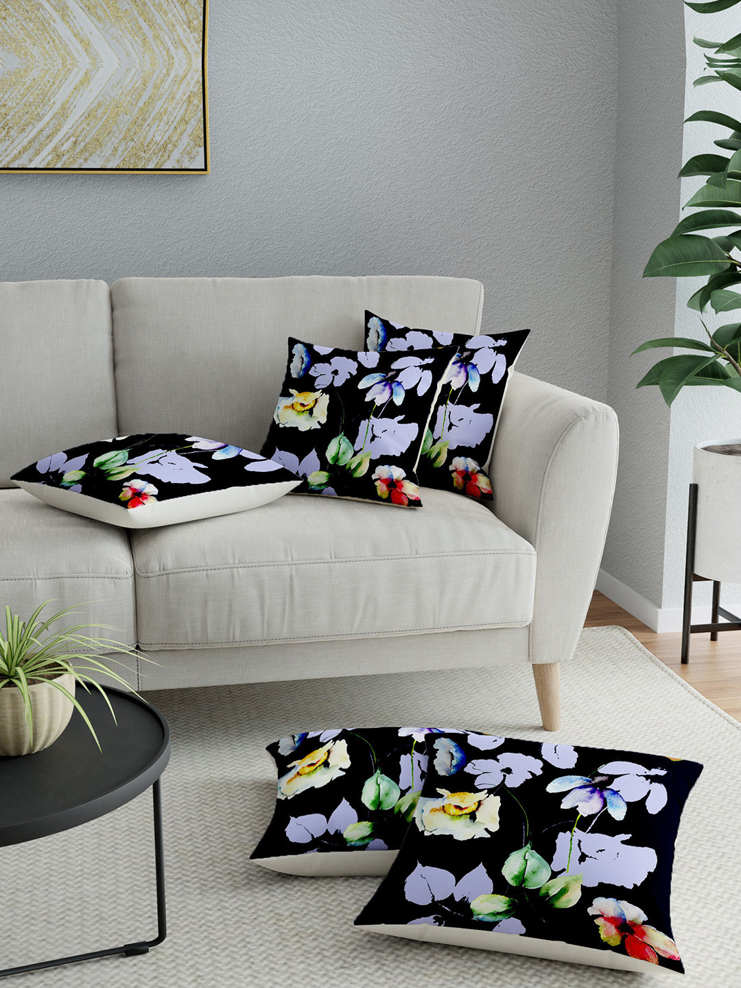 

LA VERNE Assorted Set of 5 Floral Square Cushion Covers