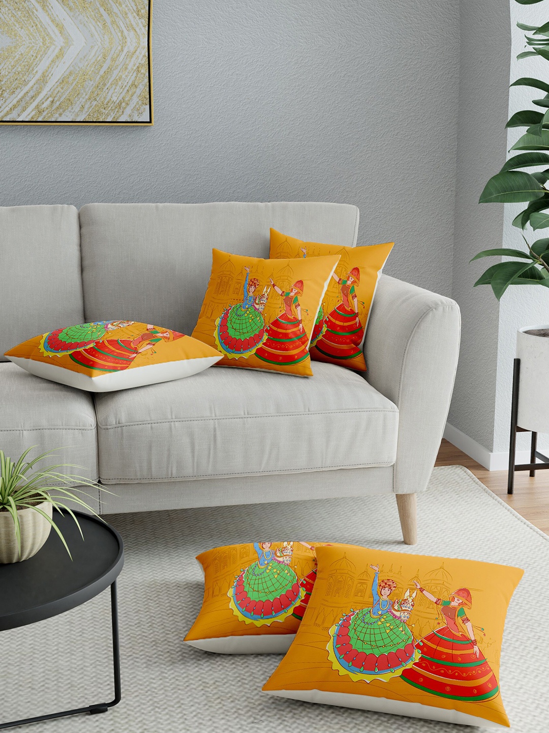 

LA VERNE Assorted Set of 5 Ethnic Motifs Square Cushion Covers