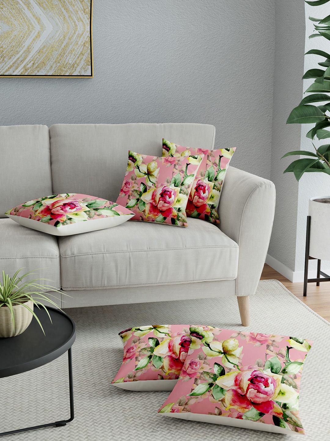 

LA VERNE Assorted Set of 5 Floral Square Cushion Covers