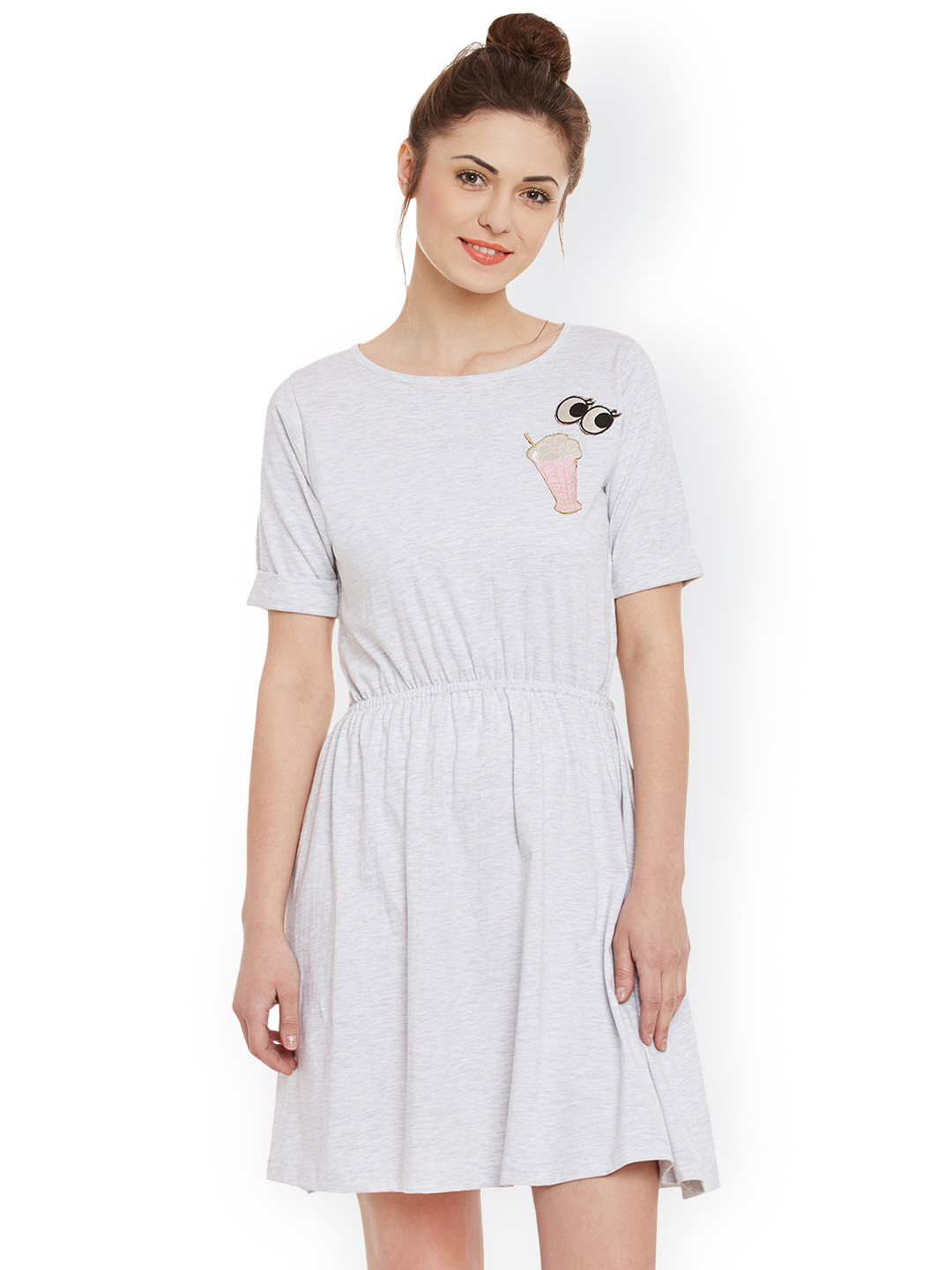 

Miss Chase Women Grey A-Line with Cut-Out Detail