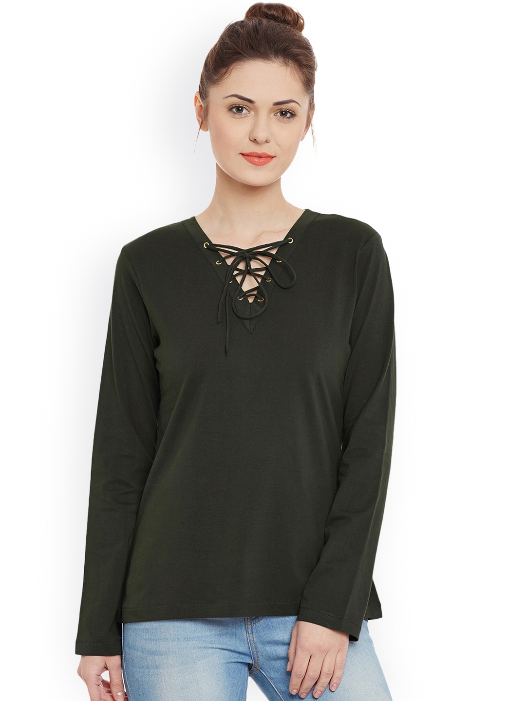 

Miss Chase Olive Green Pure Cotton Top