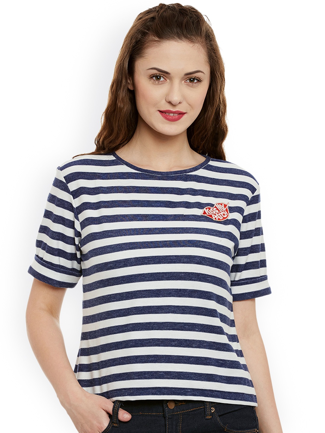 

Miss Chase Blue & White Striped Top