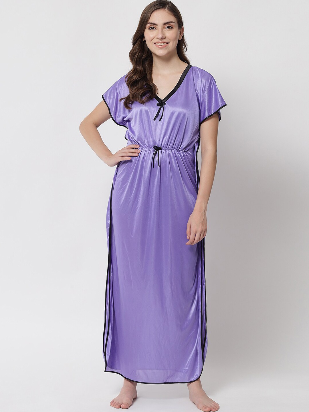 

Klamotten Purple Satin Kaftan Maxi Nightdress