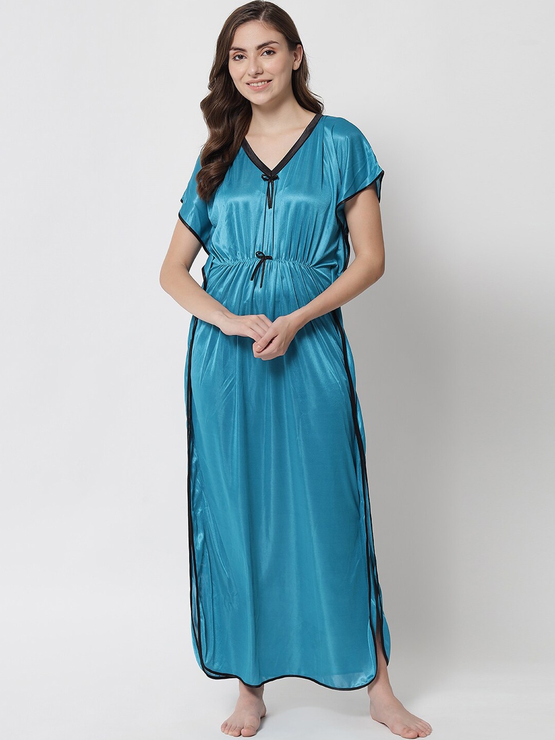 

Klamotten Women Teal Solid Kaftan Nightdress