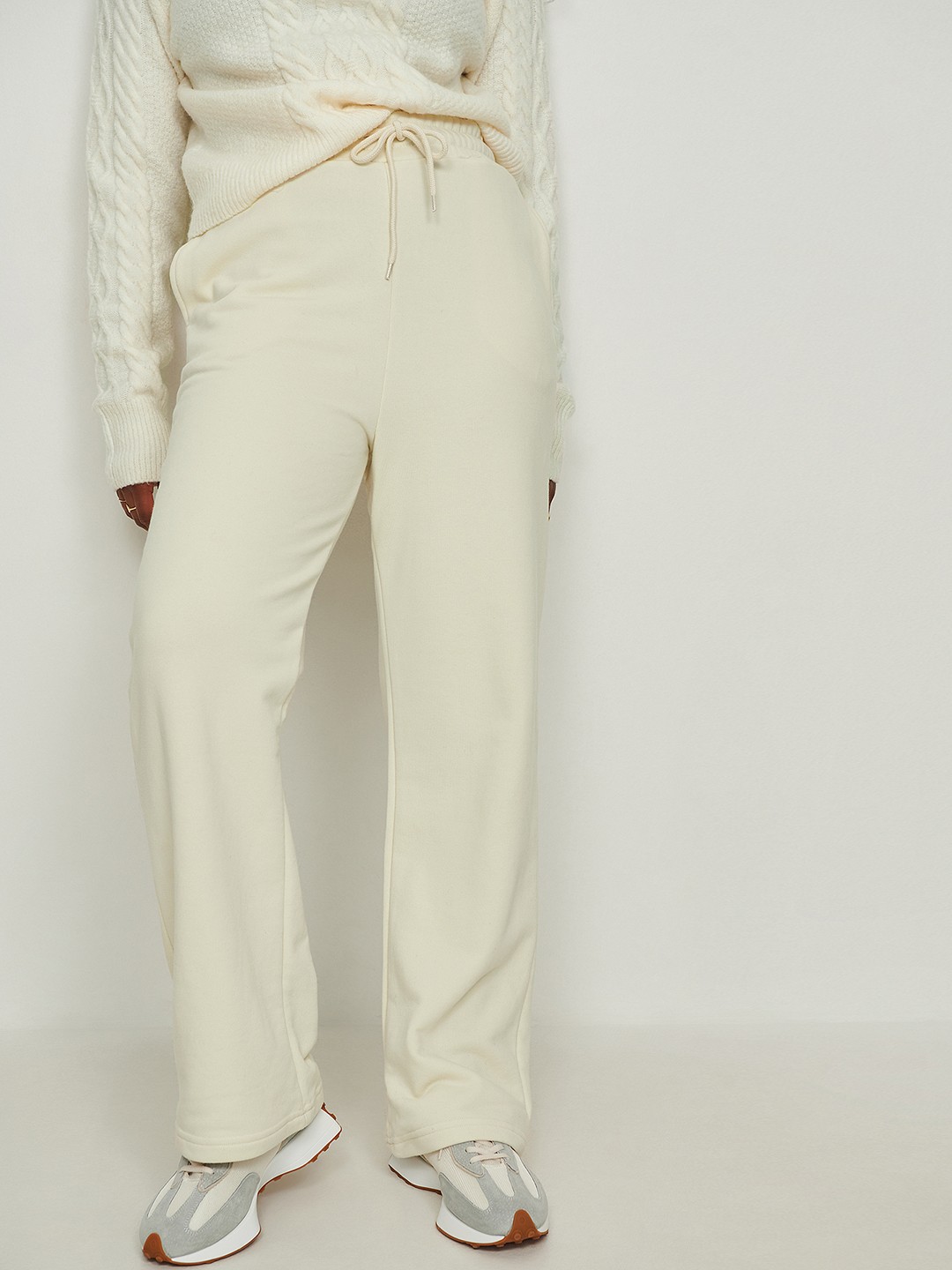 

NA-KD Women Off-White Solid Track Pants