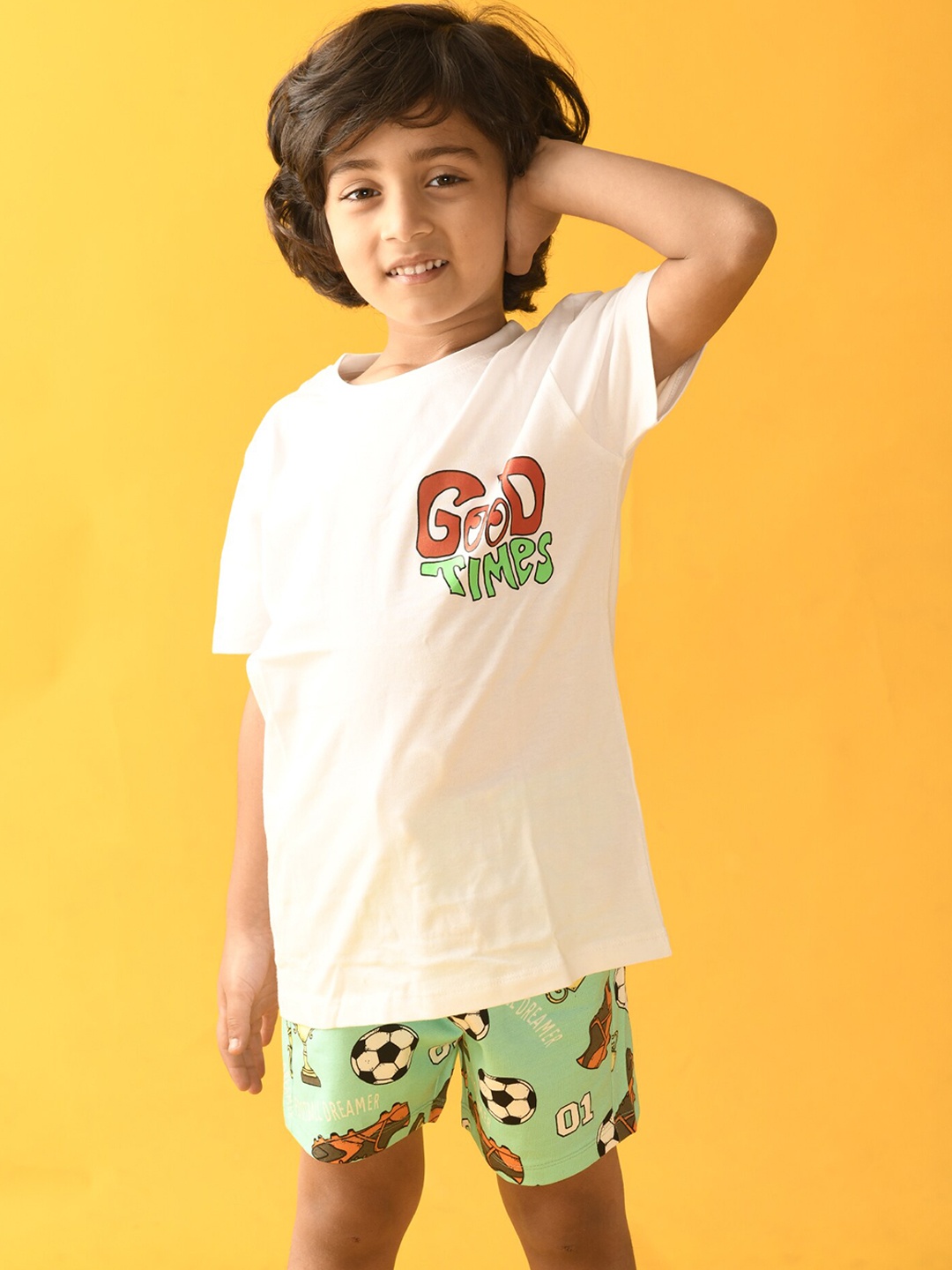 

Anthrilo Boys Green Printed Shorts