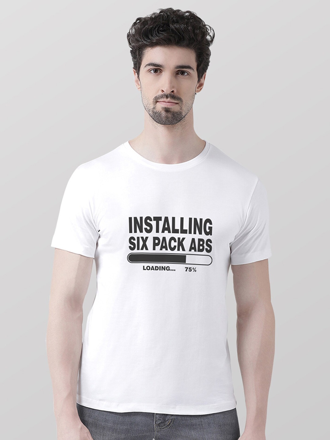 

Friskers Men White Typography Printed T-shirt