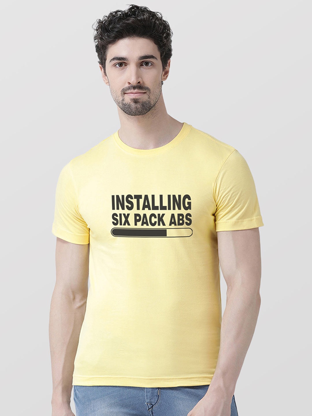

Friskers Men Yellow Typography Printed T-shirt