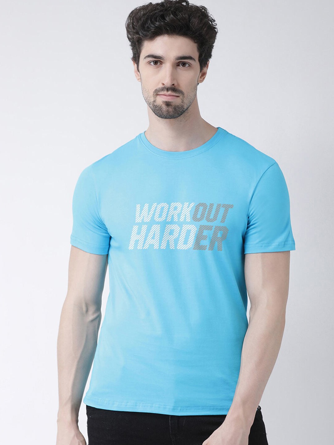 

Friskers Men Turquoise Blue Typography Printed T-shirt