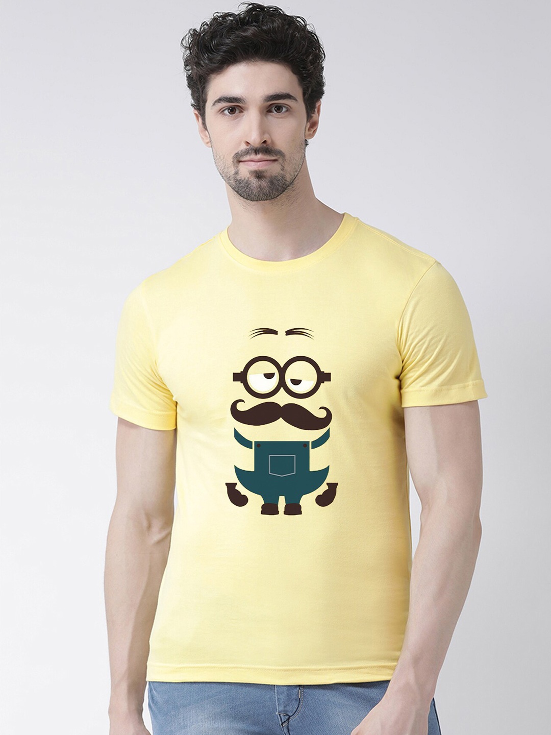 

Friskers Men Yellow Printed T-shirt