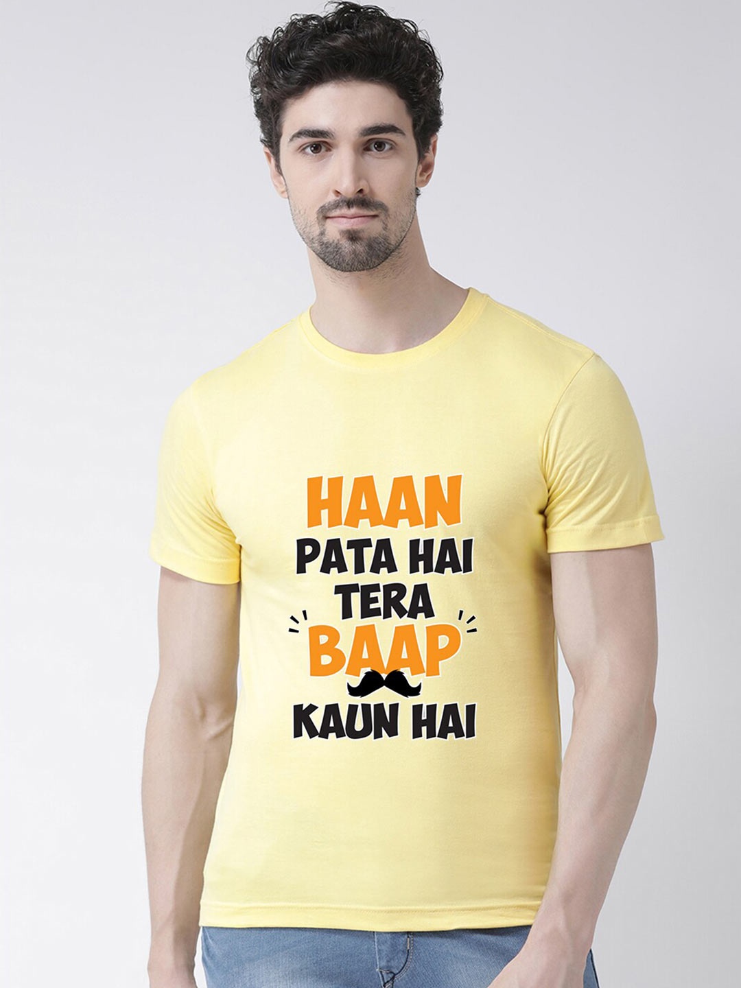 

Friskers Men Yellow Typography Printed T-shirt