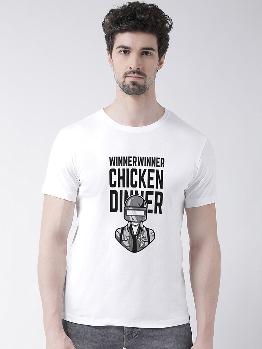 

Friskers Men White Typography Printed T-shirt