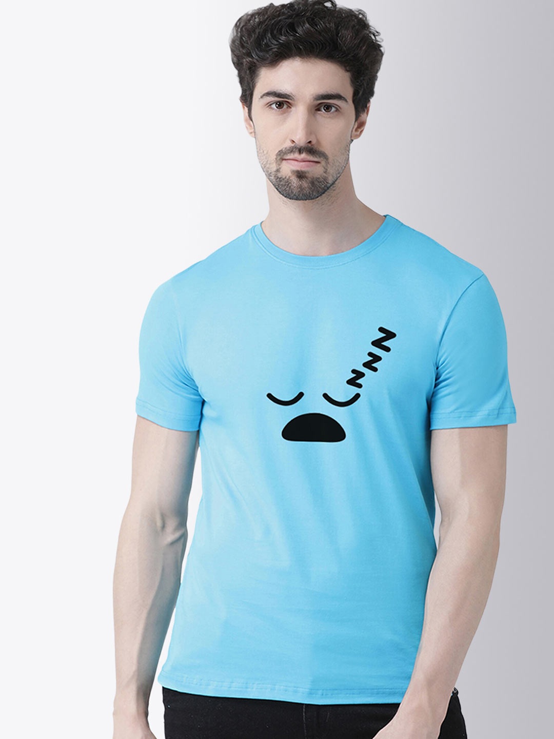 

Friskers Men Turquoise Blue Printed T-shirt