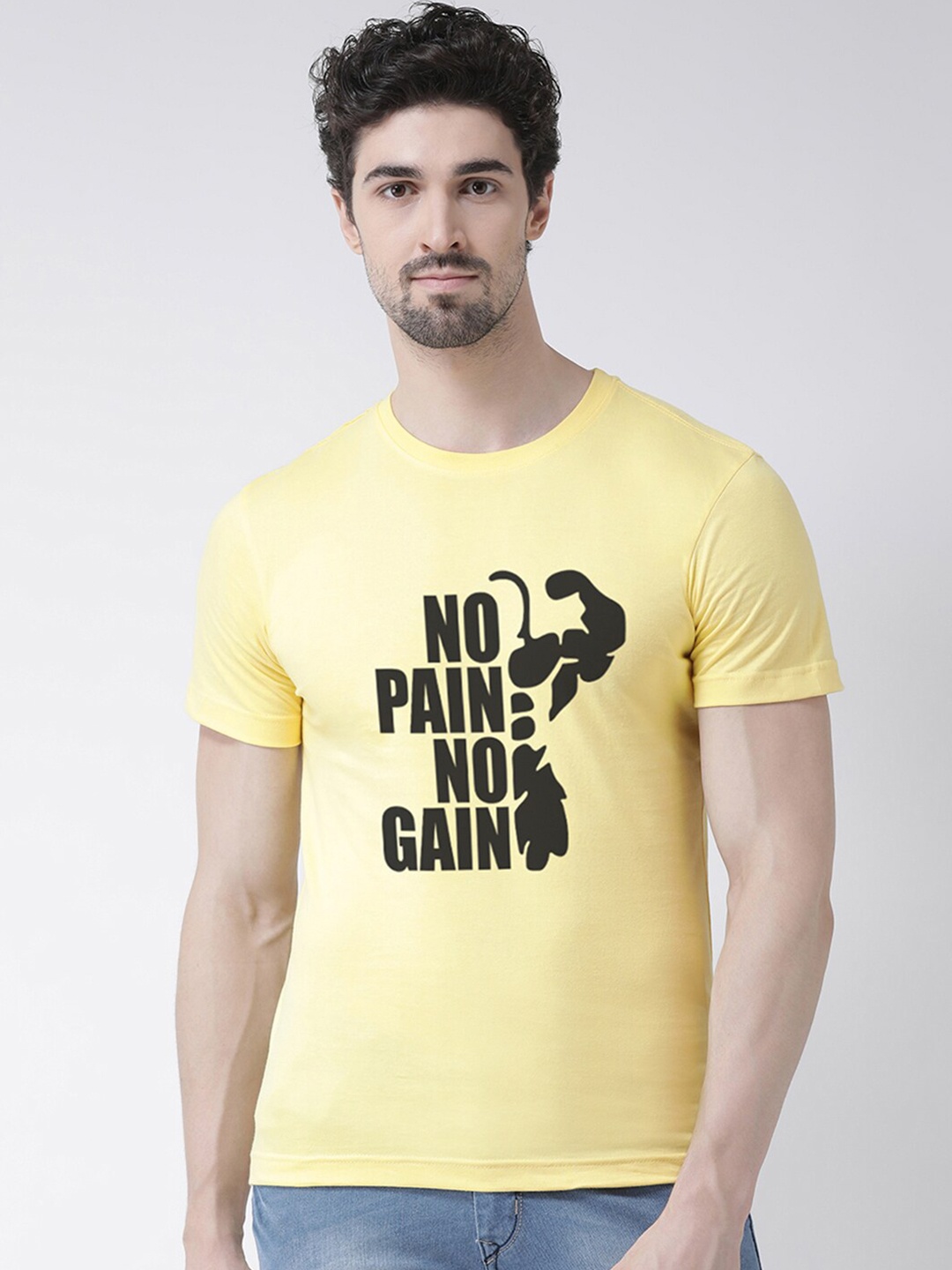 

Friskers Men Yellow Typography Printed T-shirt