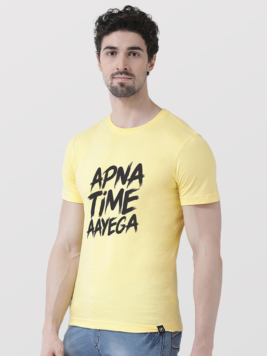 

Friskers Men Yellow Typography Printed T-shirt