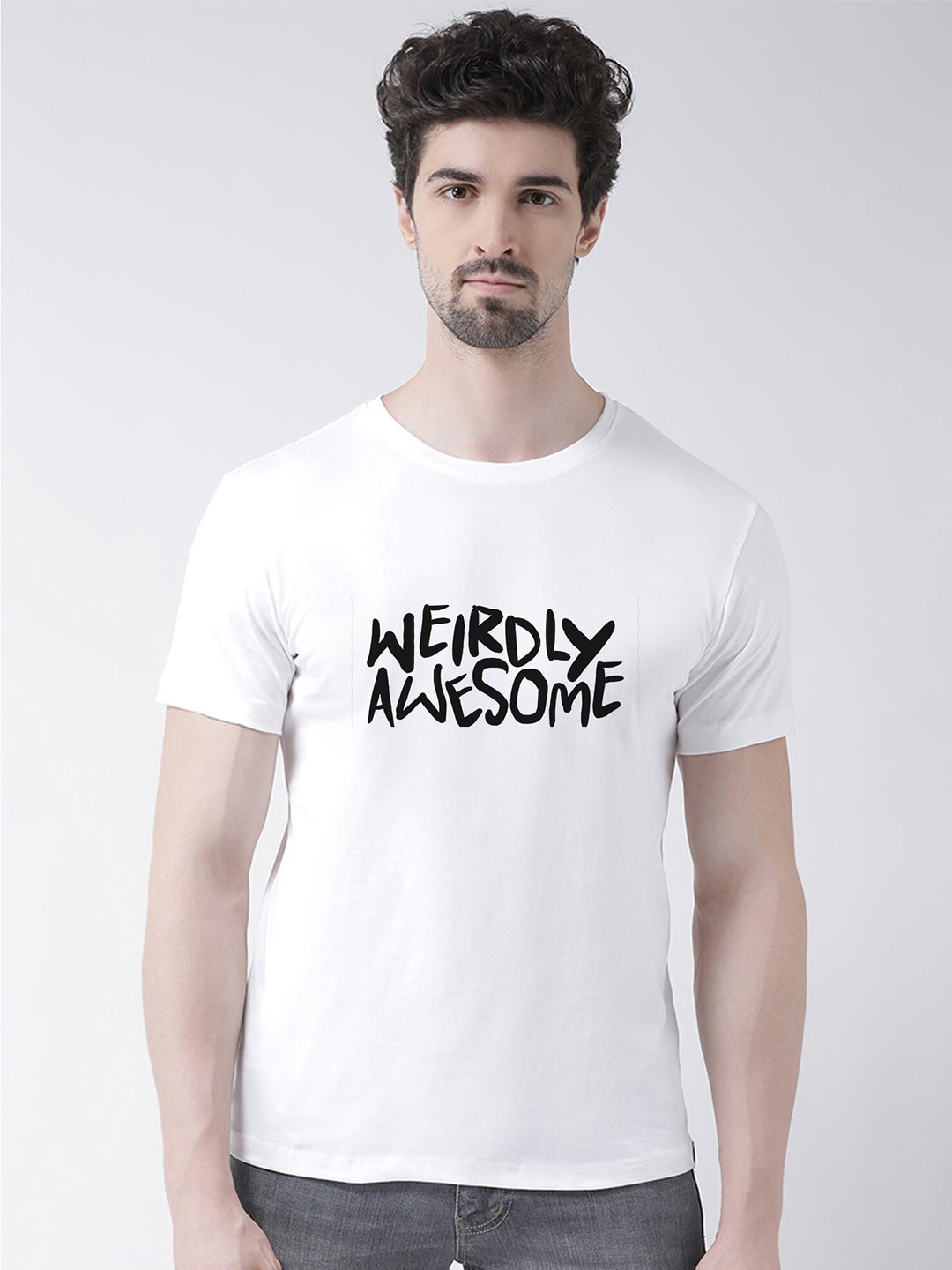 

Friskers Men White Typography Printed T-shirt