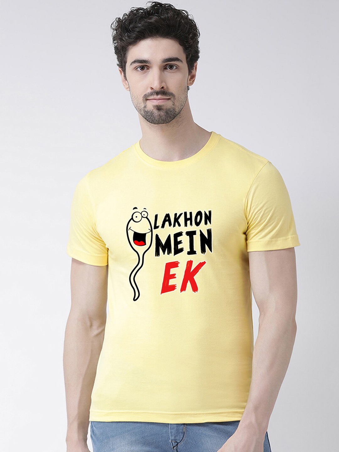 

Friskers Men Yellow Typography Printed T-shirt