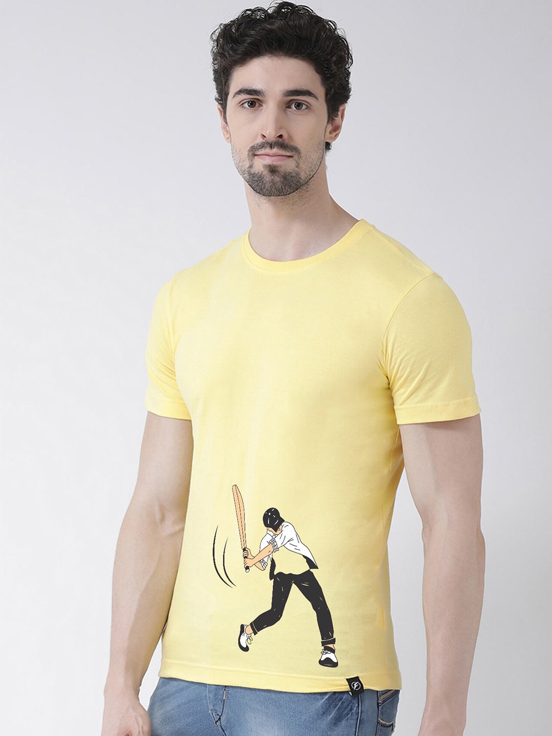 

Friskers Men Yellow Printed T-shirt